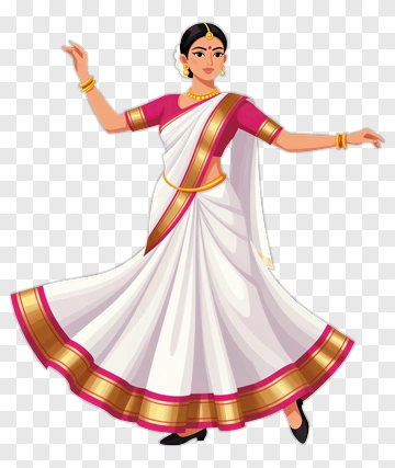 Woman Dancing In Traditional Indian Attire PNG
