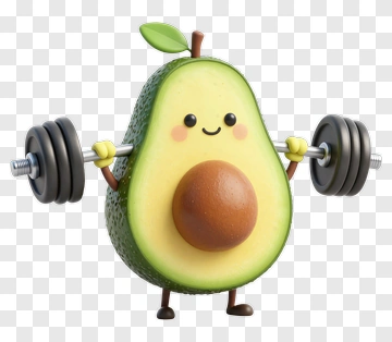 3D Avocado Lifting Weights PNG