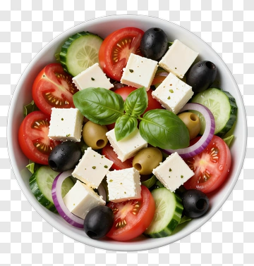 Fresh Greek Salad With Feta Cheese And Olives PNG
