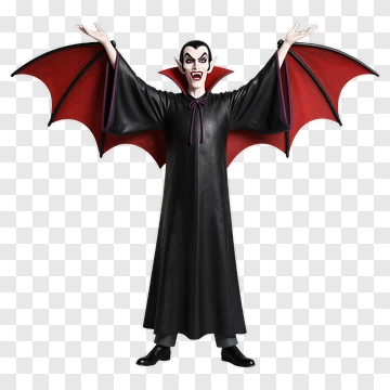 Cartoon Vampire With Red Cape PNG