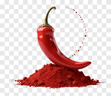 Red Chili Pepper On A Pile Of Chili Powder PNG