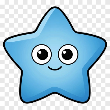 Cartoon Blue Star With Big Eyes PNG