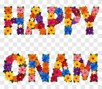 Happy Onam Floral Text PNG