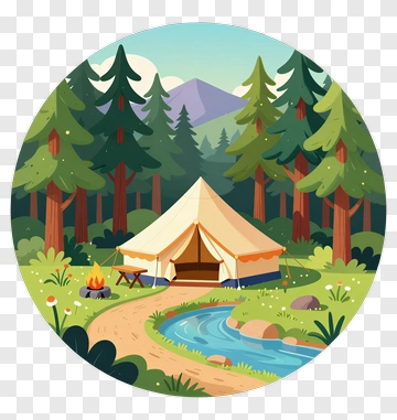 Camping Tent In A Forest Landscape PNG