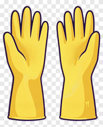 Yellow Rubber Cleaning Gloves PNG