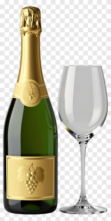 Champagne Bottle And Glass PNG