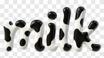 Milk Text With Cow Pattern PNG