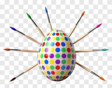 Colorful Easter Egg Surrounded By Paintbrushes PNG