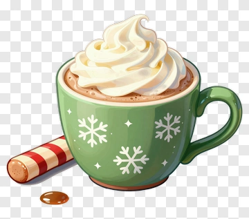 Hot Cocoa In A Green Cup With Whipped Cream PNG