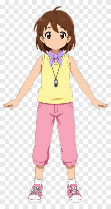Cartoon Girl With Purple Scarf PNG