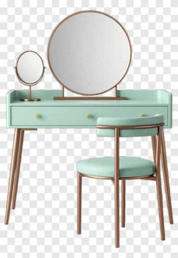 Modern Makeup Vanity Table With Mirrors PNG