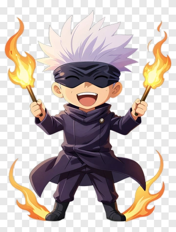 Cartoon Character Holding Fire Torches PNG