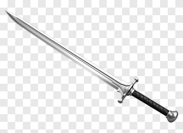 Silver Sword With Black Handle PNG