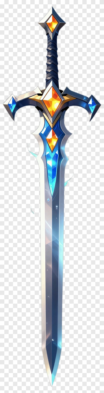 Fantasy Sword With Colorful Gemstones PNG