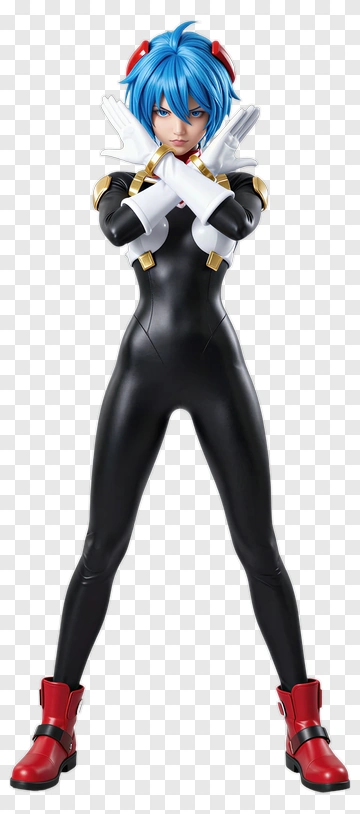 Anime Character In Black Bodysuit With Red Boots PNG