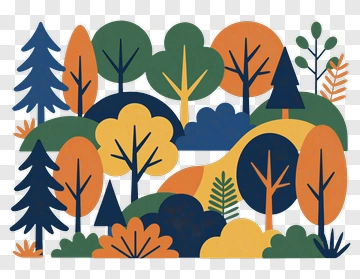 Colorful Forest With Various Trees PNG
