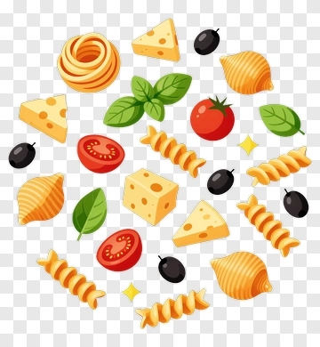 Colorful Pasta And Ingredients Composition PNG