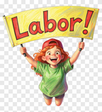 Happy Girl Holding A Labor Sign PNG