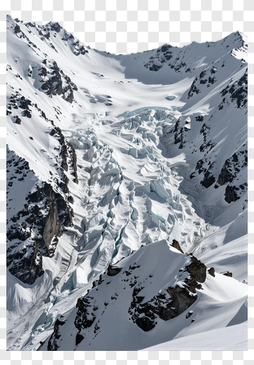 Glacier Flow In A Snowy Mountain Valley PNG