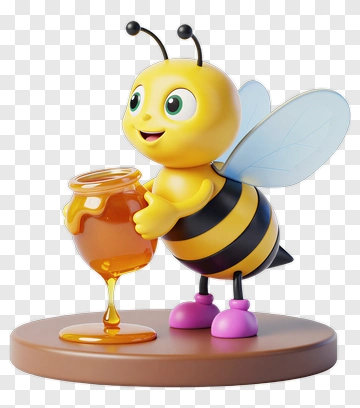 Cartoon Bee Holding A Honey Jar PNG