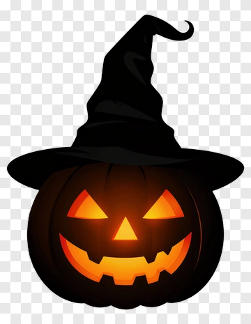 Halloween Pumpkin With Witch Hat PNG