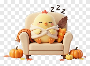 Cartoon Chick Sleeping On A Cozy Couch PNG