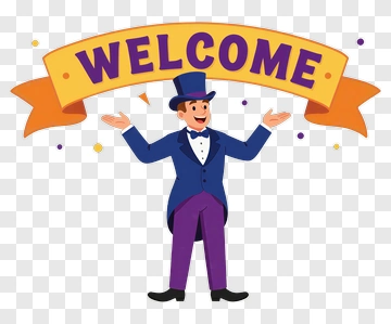 Cartoon Welcoming Character With A Welcome Banner PNG
