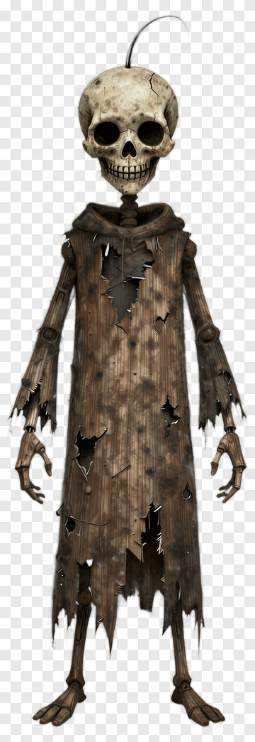 Cartoon Skeleton Character In Tattered Robe PNG