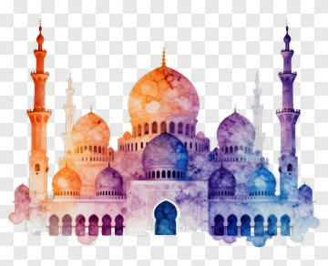 Colorful Mosque Silhouette PNG