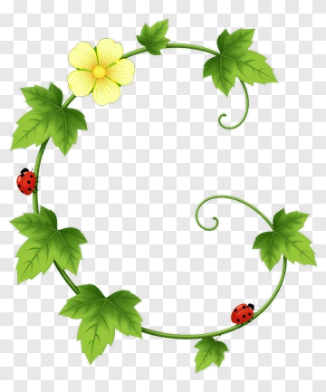 Flower And Vine With Ladybugs PNG