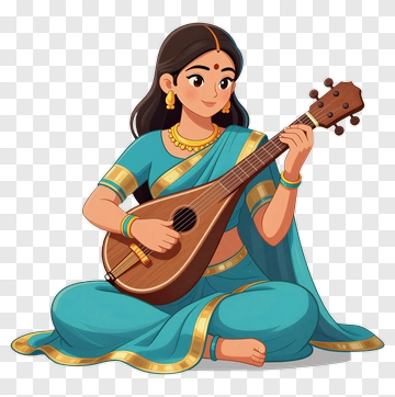 Woman Playing A Musical Instrument PNG