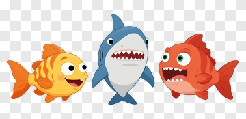 Cartoon Fish Characters Swimming Together PNG