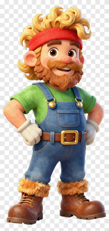 3D Farmer With Brown Boots PNG