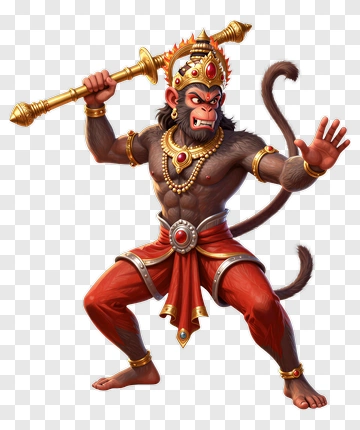 3D Monkey Warrior Holding A Staff PNG