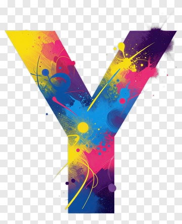 Colorful Letter Y With Paint Splashes PNG