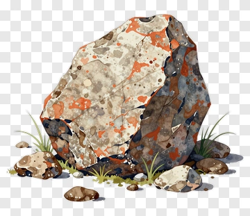 Rock With Grass And Pebbles PNG