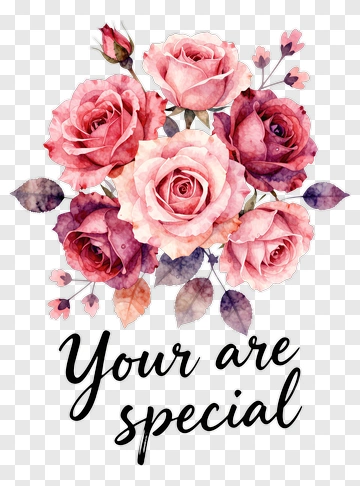 Watercolor Roses With Your Are Special Text PNG