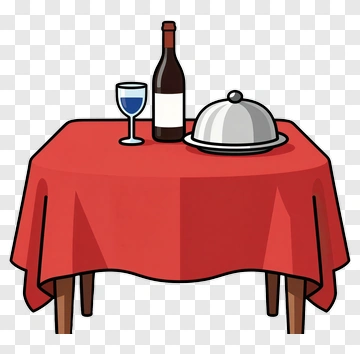 Table Set For Dining With Wine And Cloche PNG