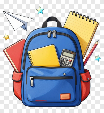 Colorful School Backpack With Supplies PNG