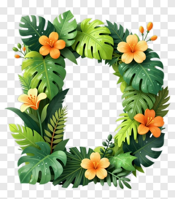 Floral Letter D Wreath PNG