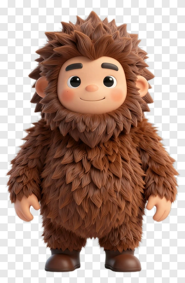 3D Cartoon Character With Brown Fur PNG