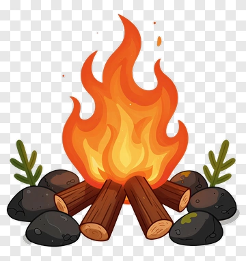 Campfire With Flames And Rocks PNG