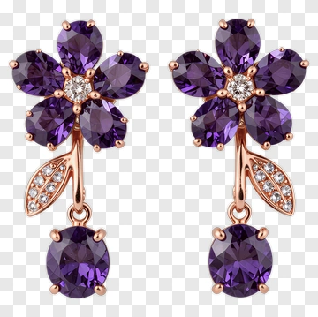 Purple Flower Earrings With Rose Gold Accents PNG