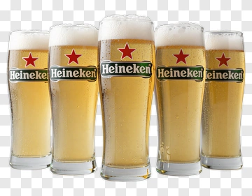 Five Heineken Beer Glasses PNG