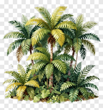 Tropical Palm Trees And Ferns PNG