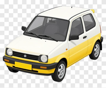 Yellow And White Compact Car PNG