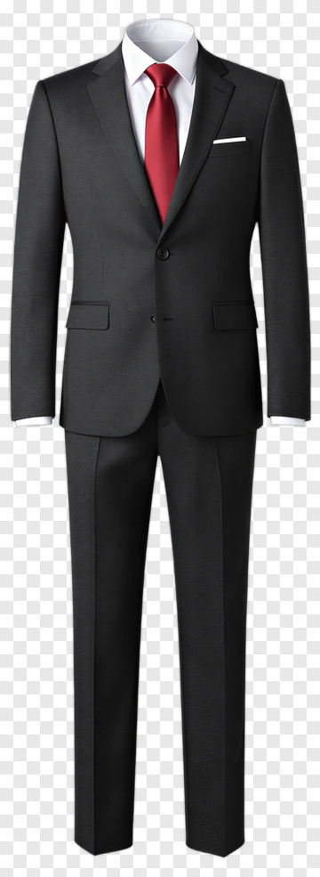 Black Suit With Red Tie PNG