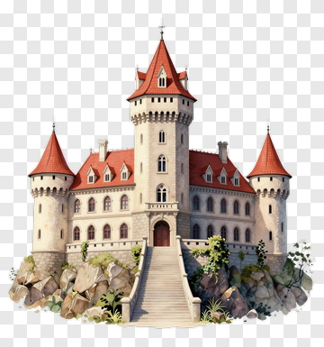3D Castle With Red Roofs PNG