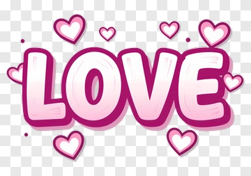 Love Text With Hearts PNG