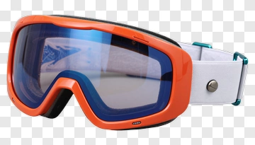 Ski Goggles With Orange Frame And Blue Lenses PNG